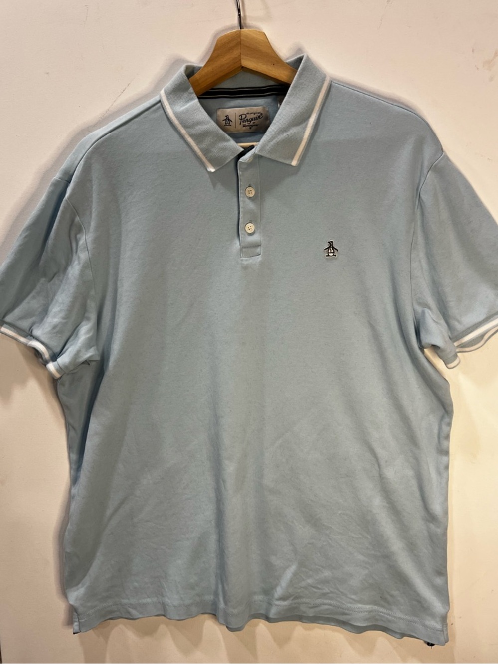 Original Penguin Light Blue Polo with White Trim